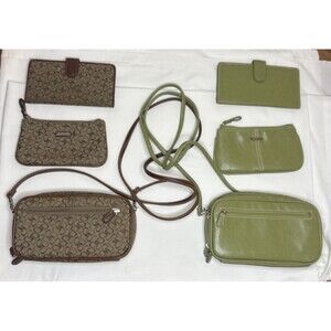 Lot of 2 Rosetti (1) Green, (1) Brown Organizer/Wallet/Handbag for Cash, Checks.